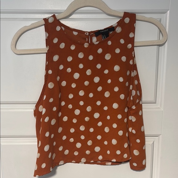 $5/25! Add 5 to bundle to get for $25 Forever 21‎ Brown Polka Dot Crop Tank Top - Picture 1 of 3